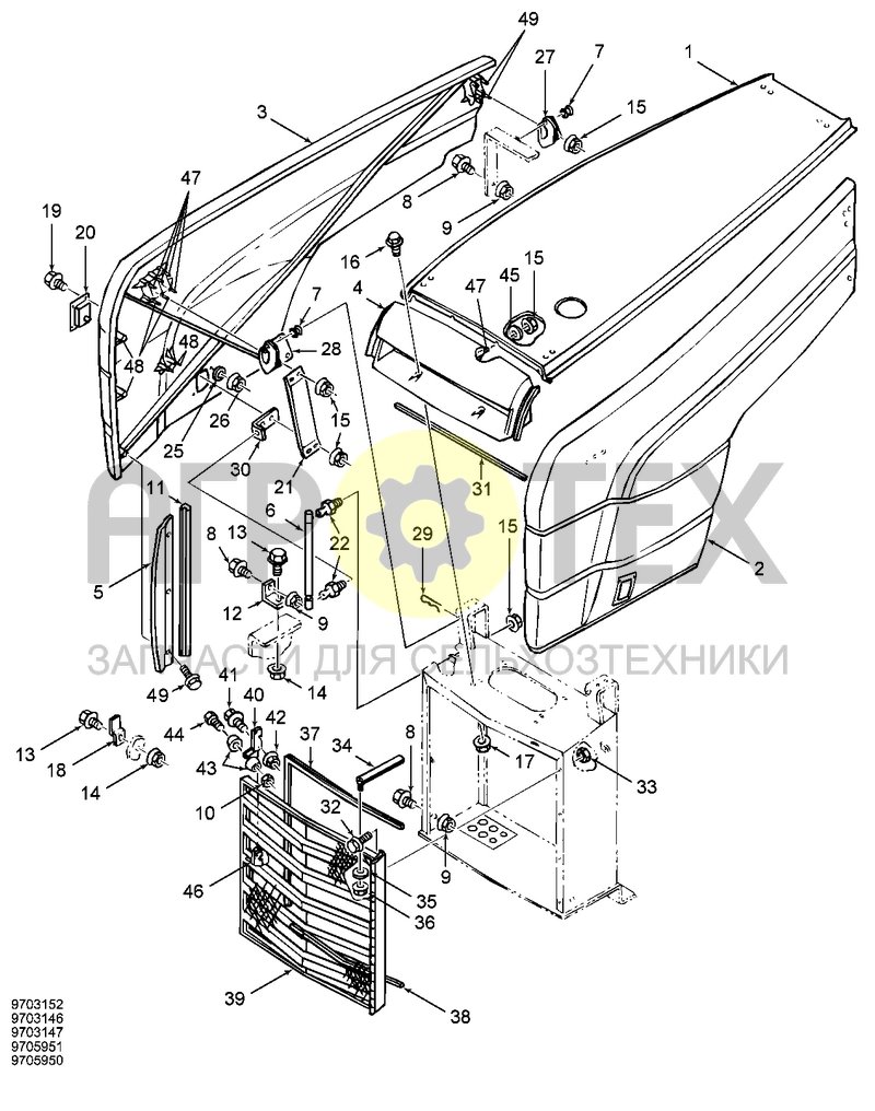 Капот, решетка и боковые щитки (2375.02.001) (№32 на схеме)